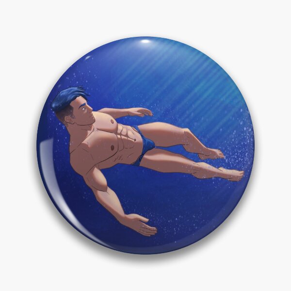 Item preview, A Swim in the Lake - Male Pinup Art designed and sold by SpellYouLater.