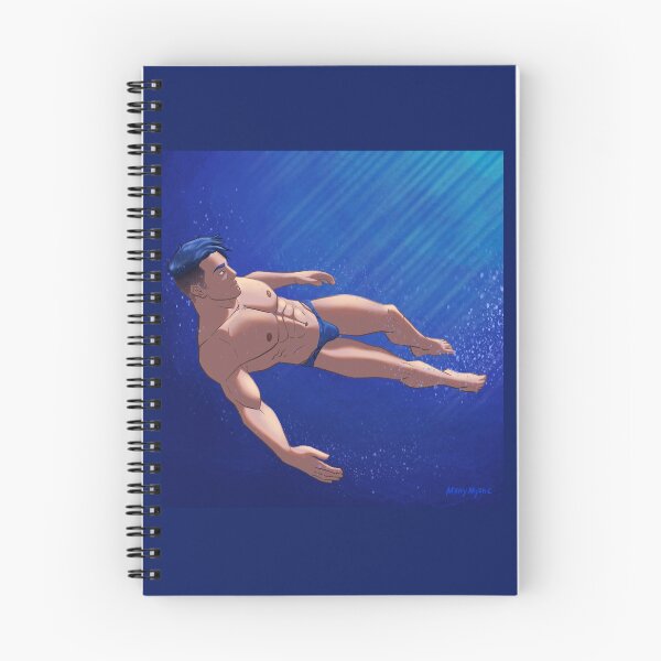 Item preview, A Swim in the Lake - Male Pinup Art designed and sold by SpellYouLater.