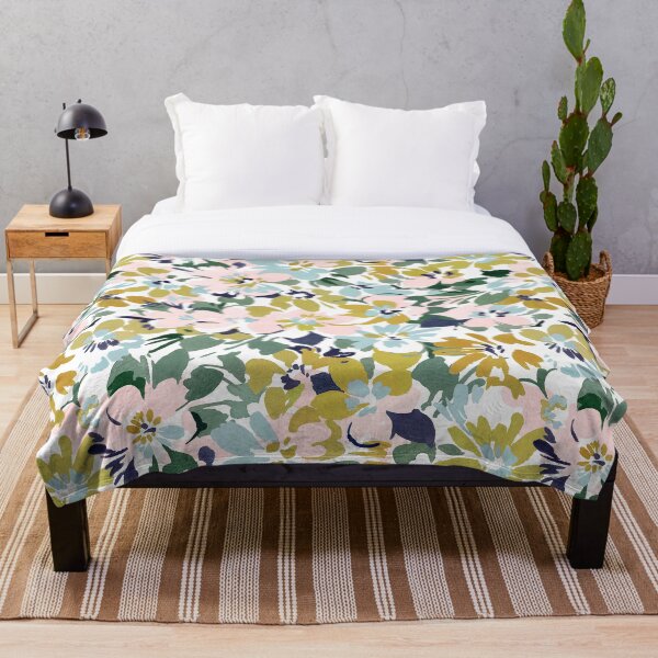 Item preview, Fondo floral azul verde designed and sold by lunaisdrawing.