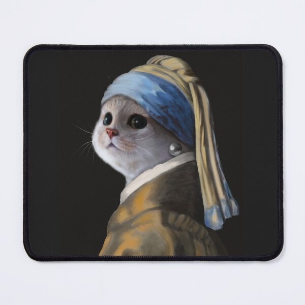 Aperçu de l'œuvre Fille drôle de Vermeer avec un chat de boucle d'oreille de perle créée et vendue par Gamical.