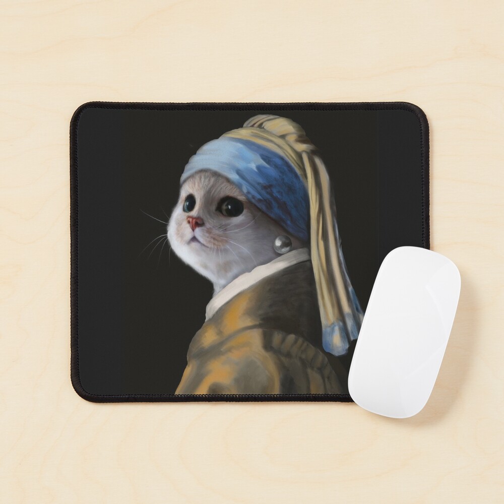 Funny Vermeer Girl with a Pearl Earring Cat Poster for Sale by Gamical