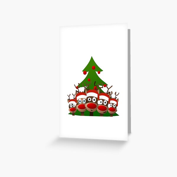 Reindeer under the Christmas tree Greeting Card