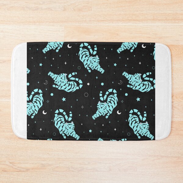 Item preview, Pattern vector blue tigers stretching on black background designed and sold by Sarwat Reza.