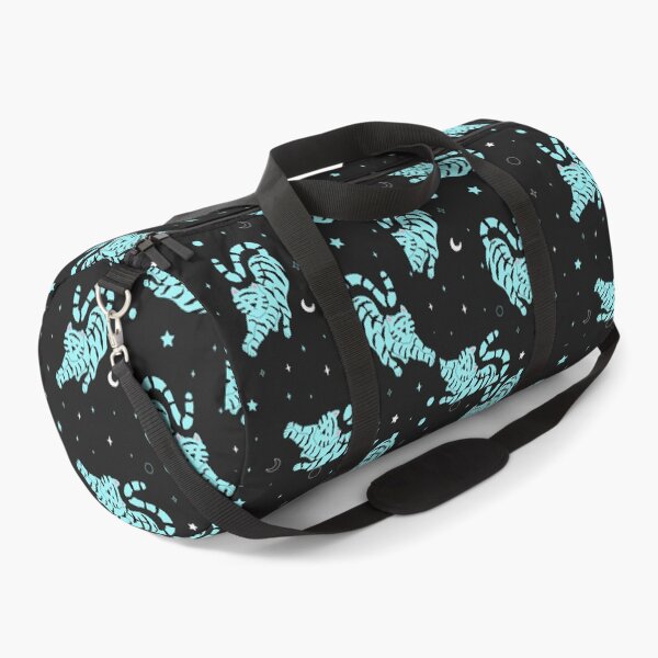 Item preview, Pattern vector blue tigers stretching on black background designed and sold by Sarwat Reza.