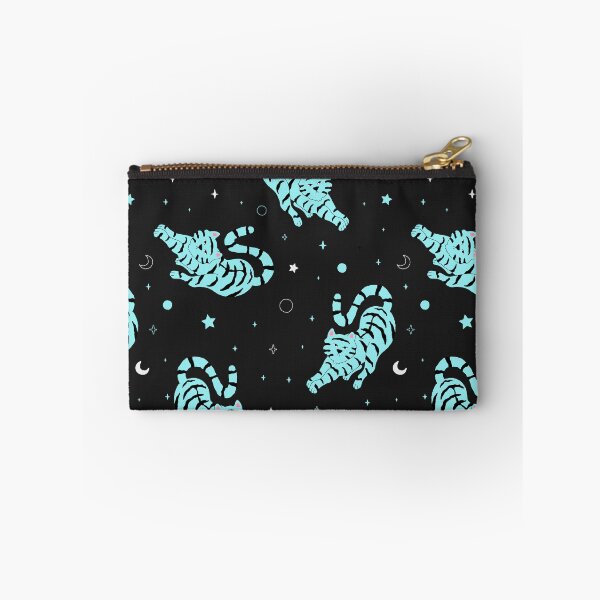 Item preview, Pattern vector blue tigers stretching on black background designed and sold by Sarwat Reza.
