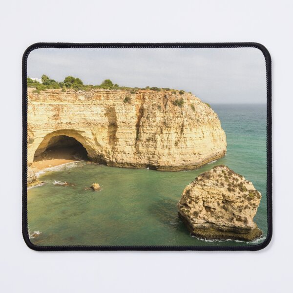 Item preview, Vale Covo in Gold and Turquoise - Seacave and Seastack at Carvoeiro Algarve Portugal designed and sold by Georgia Mizuleva.