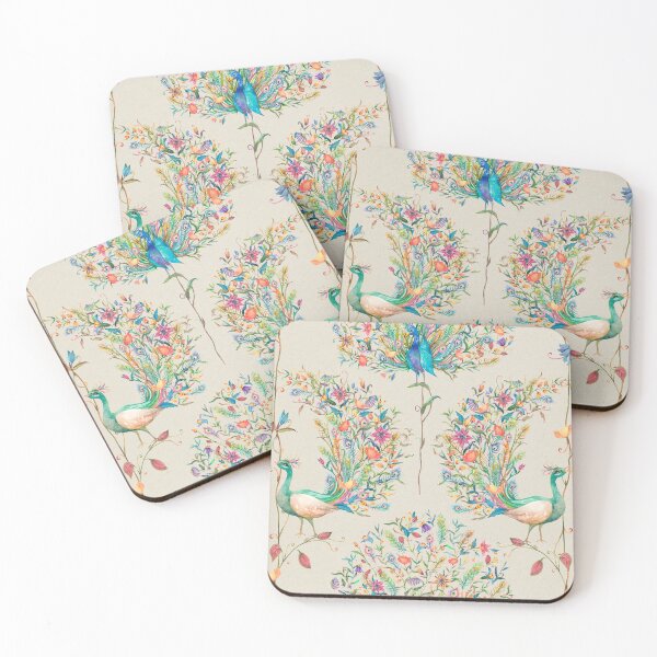 Item preview, Seamless pattern with watercolor peacock and flower illustration designed and sold by Sarwat Reza.