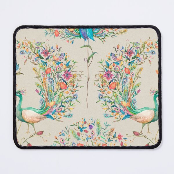 Item preview, Seamless pattern with watercolor peacock and flower illustration designed and sold by Sarwat Reza.