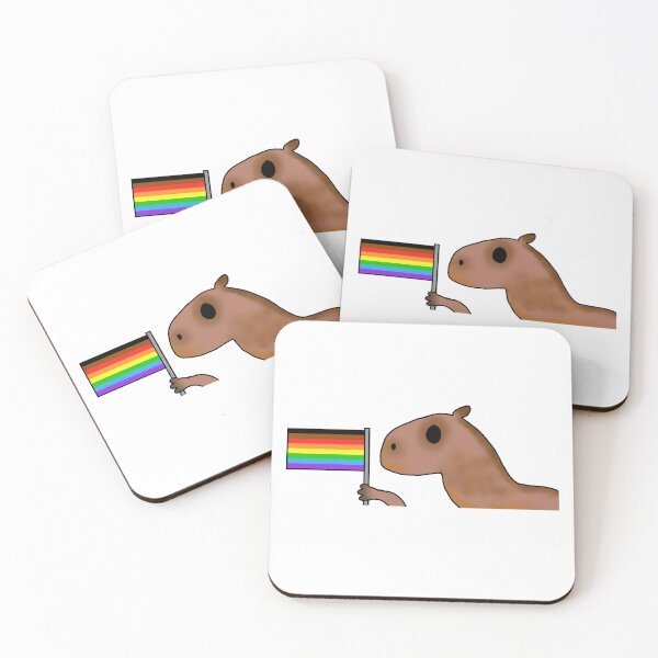Item preview, capybara with extra rainbow flag designed and sold by EmoGayWorm.