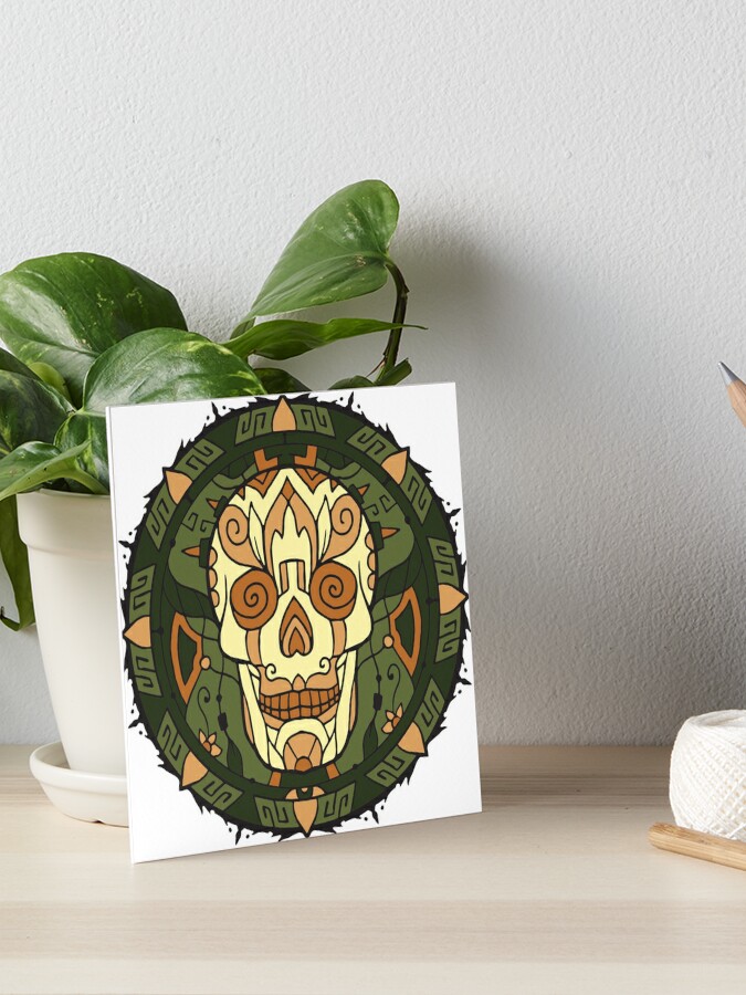 Lámina rígida «azúcar calaveras mandalas verdes marrones plantas mexicano  halloween día de muertos dia muertos cabeza esqueletos diseño círculos  redondo divertidas dulces» de solidspectrum | Redbubble