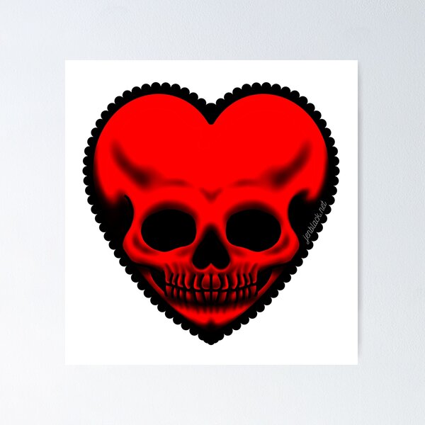 Item preview, Red Skull Heart designed and sold by MadeByJenBlack.