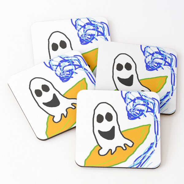Item preview, Halloween ghost surfing and enjoying the waves designed and sold by MacaMacaMaca.