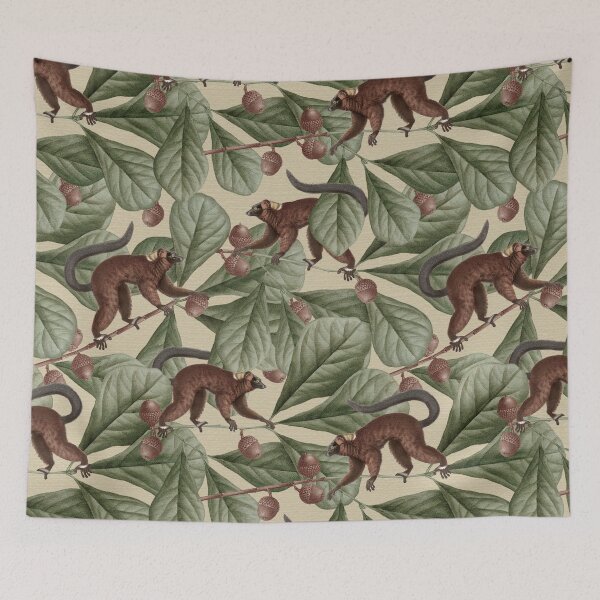 Item preview, Lemur seamless pattern background illustration designed and sold by Sarwat Reza.