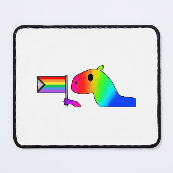 Item preview, rainbow capybara with progress flag designed and sold by EmoGayWorm.