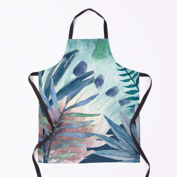 Item preview, Tropical Green and Blue Leaves with Feather Fan on Dark Blue Background (1of3) designed and sold by DzineVine.