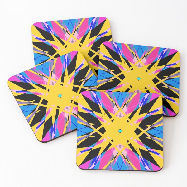 Item preview, Bright Bold Psychedelic Autumn Fall Yellow Black Blue Pink Geometric Pattern Mosaic designed and sold by PatternPerfect.