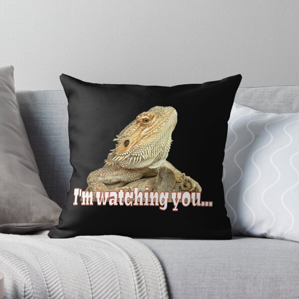 Bearded dragon watching you Throw Pillow