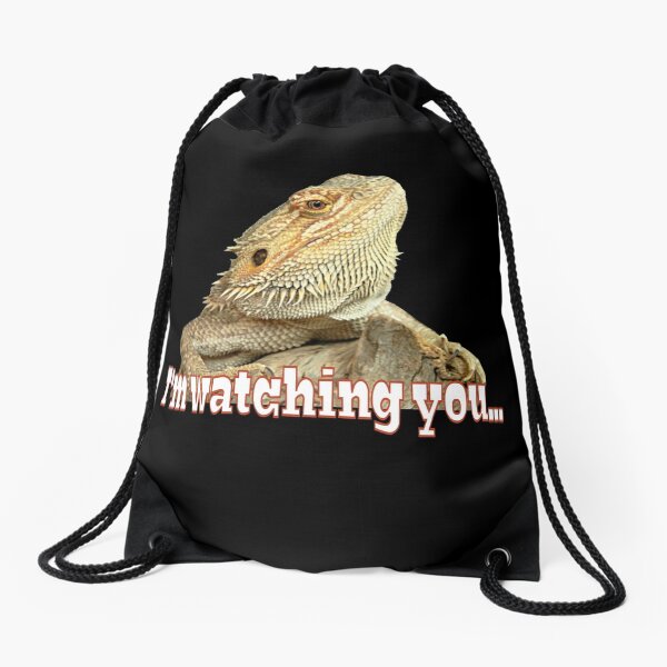Bearded dragon watching you Drawstring Bag