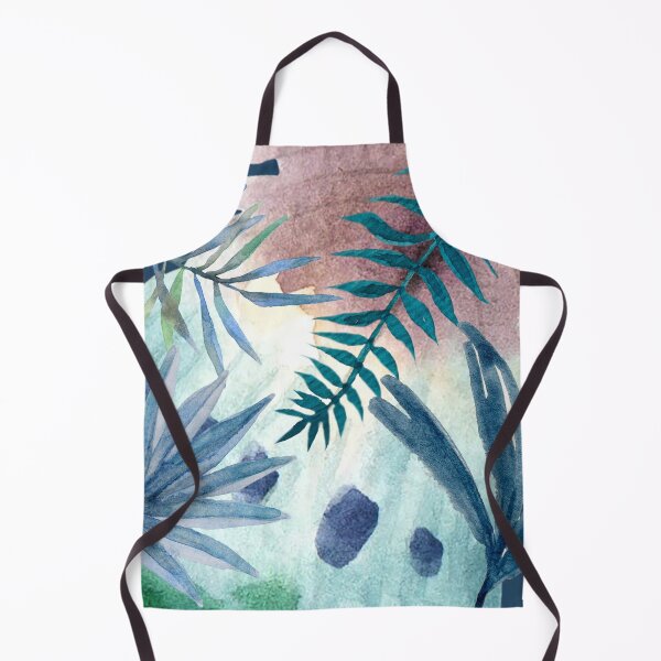 Item preview, Tropical Green and Blue Leaves with Feather Fan on Dark Blue Background (2of3) designed and sold by DzineVine.