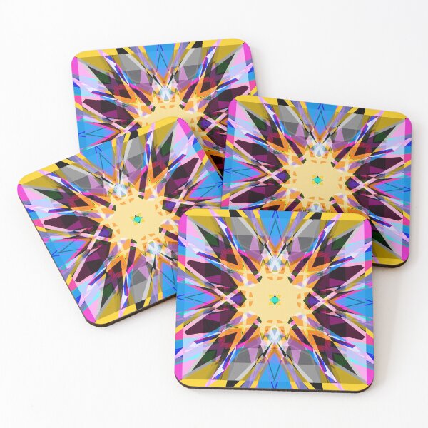Item preview, Bright Bold Psychedelic Autumn Fall Yellow Blue Pink Geometric Pattern Mosaic designed and sold by PatternPerfect.