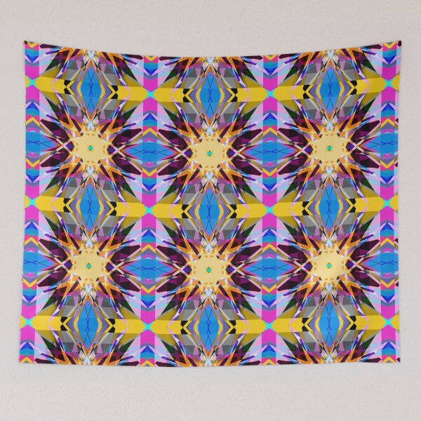 Item preview, Bright Bold Psychedelic Autumn Fall Yellow Blue Pink Geometric Pattern Mosaic designed and sold by PatternPerfect.