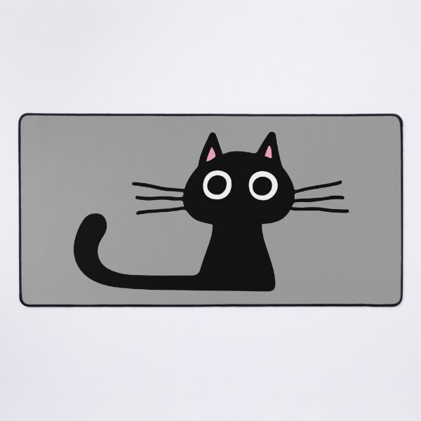Cutie Kitty Cat Wide Eyed Black Kitten Desk Mat