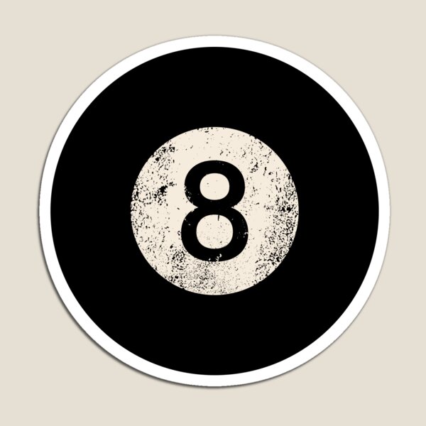 Black pool/billiard ball number 8 Magnet for Sale by Mhea