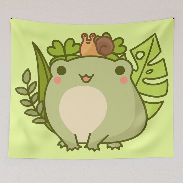 Item preview, Kawaii Frog and Snail -  Smiling happy friends designed and sold by MagicStrawberry.