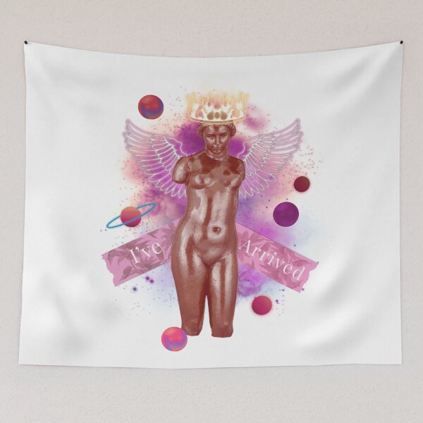 Item preview, Greek stone floral design I’ve arrived planet queen of the universe pink designed and sold by VantaTheArtist.