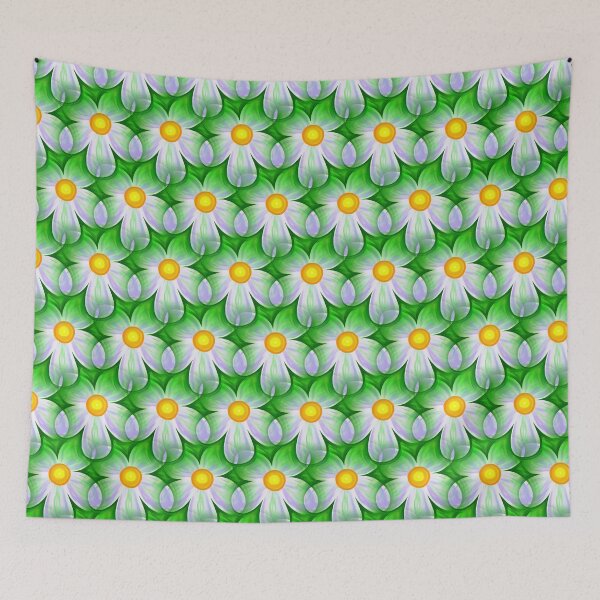 Item preview, Layers of beautiful white flowers on green pattern designed and sold by RafaelLima7.