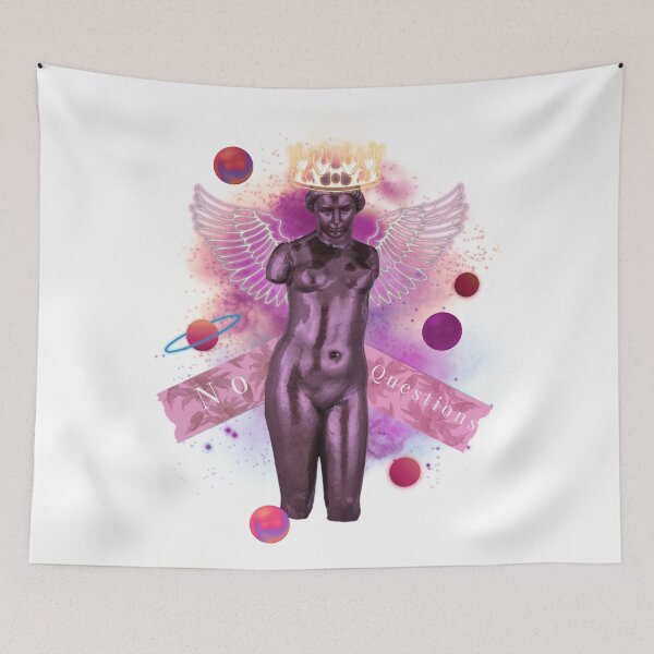 Item preview, Greek stone floral design No questions planet queen of the universe pink designed and sold by VantaTheArtist.