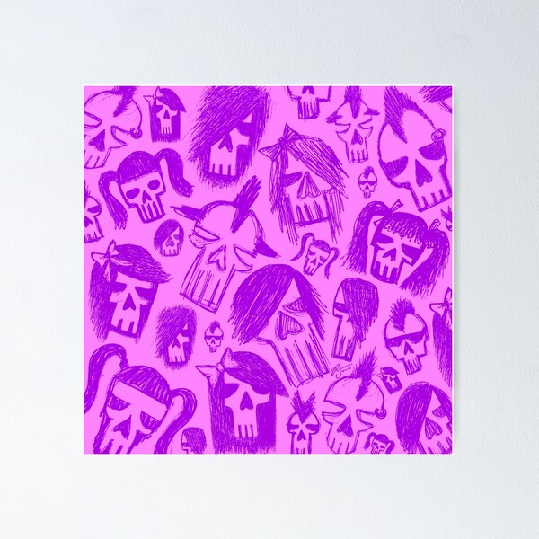 Purple Skull Sketches Poster
