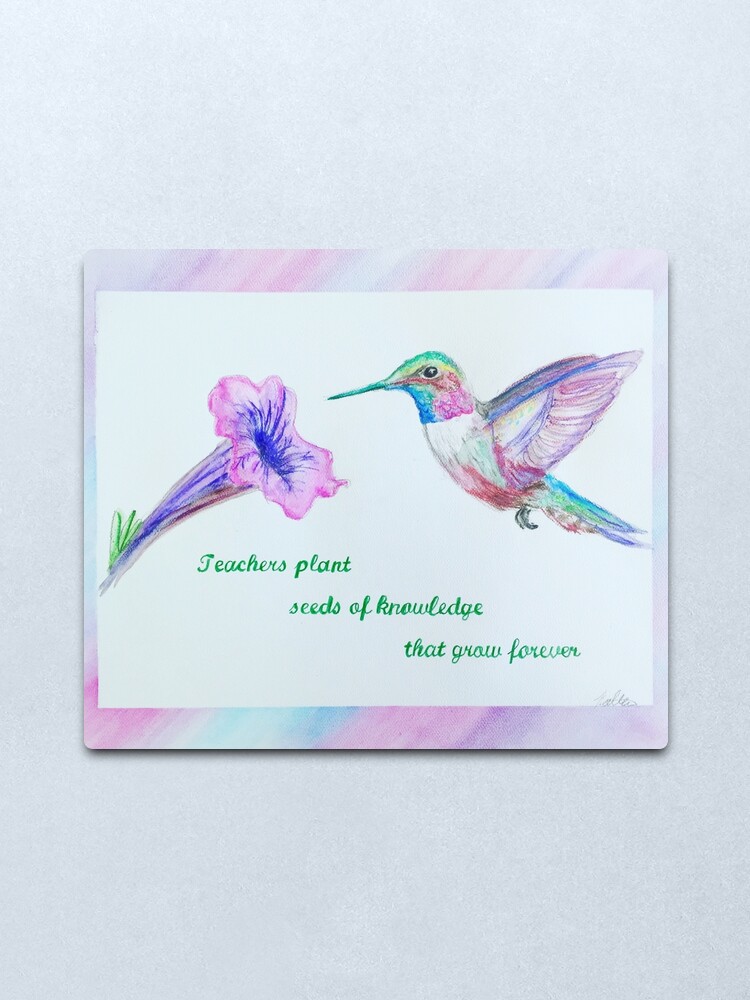 Impression Metallique Enseignants Citation Aquarelle Colibri Par Katiemichelle23 Redbubble