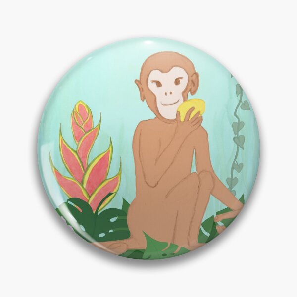 Item preview, Floral Jungle Scene with a Monkey Holding a Mango designed and sold by IridescentSea.
