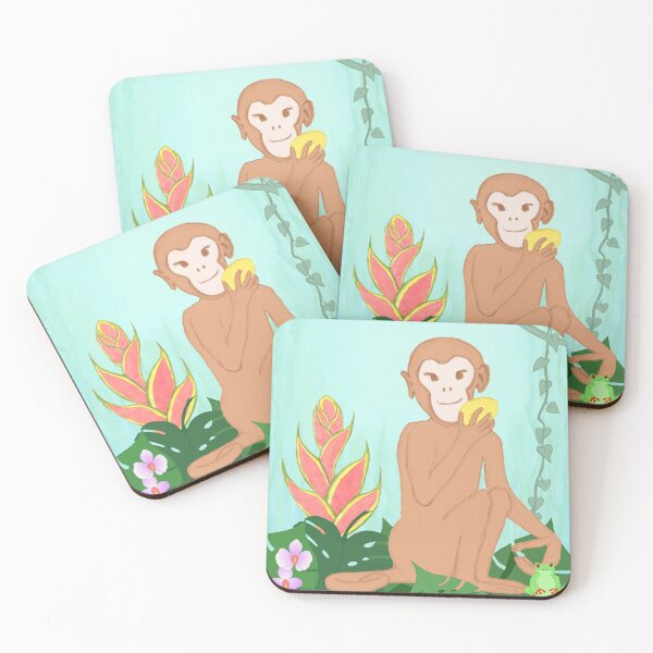 Item preview, Floral Jungle Scene with a Monkey Holding a Mango designed and sold by IridescentSea.