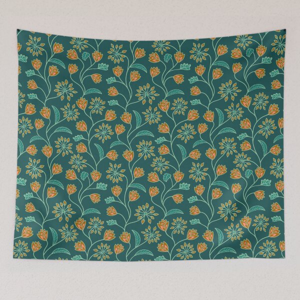 Item preview, TANGLED FLORAL BOTANICAL PATTERN in TEAL - UnBlink Studio by Jackie Tahara designed and sold by Jackie Tahara of UnBlink Studio.