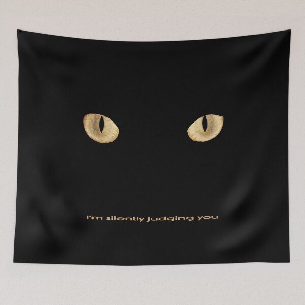 Item preview, I'm Silently Judging You Yellow Gold Cat Eyes Black Cat designed and sold by MOP-tees.