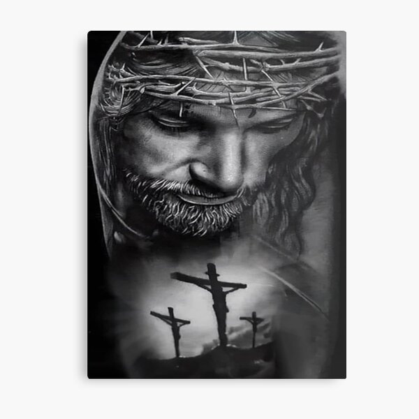 Item preview, Jesus Christ With Thorns 3 Crosses designed and sold by Rowena Jones.