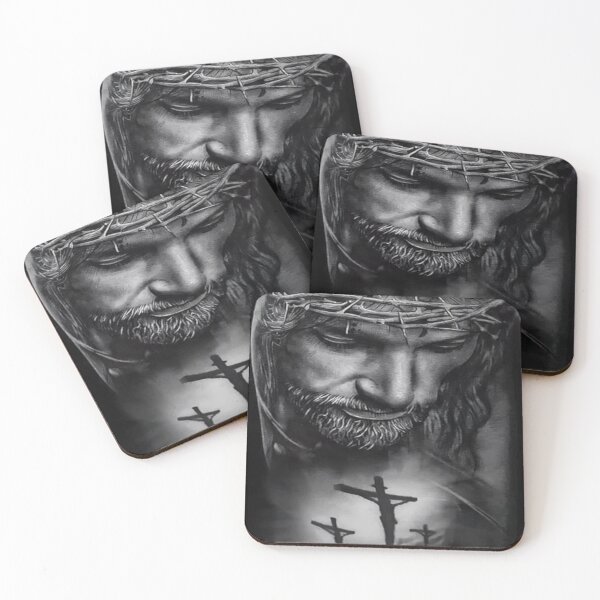 Item preview, Jesus Christ With Thorns 3 Crosses designed and sold by Rowena Jones.
