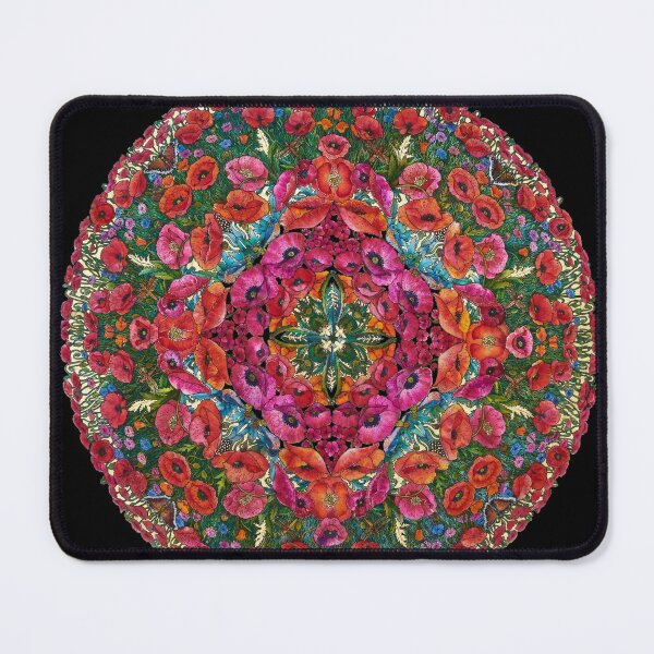 Poppies and Cornflowers Mandala Mouse Pad