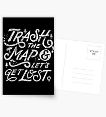Postales Trash the Map & Let's Perdido - Travel Adventure Design (blanco)