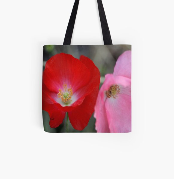 Poppy Flower Color All Over Print Tote Bag