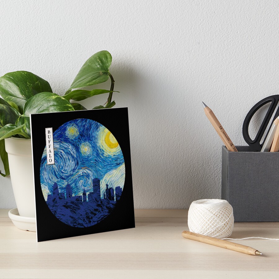 "Buffalo Starry Night Van Gogh Circle" Art Board Print by danielfgf