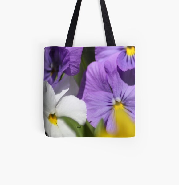 Pansy Flower Blooms All Over Print Tote Bag
