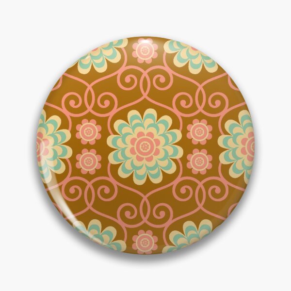 Item preview, TRELLIS SYMMETRICAL FLORAL BOTANICAL PATTERN in BROWN WITH PINK - UnBlink Studio by Jackie Tahara designed and sold by Jackie Tahara of UnBlink Studio.