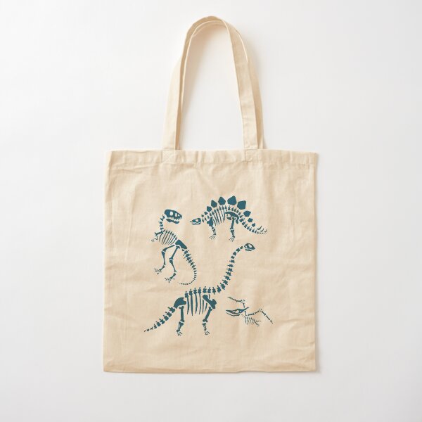 Dinosaur Fossils in Blue Cotton Tote Bag