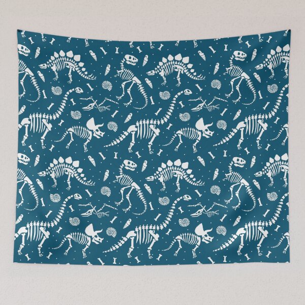 Item preview, Dinosaur Fossils in Blue designed and sold by latheandquill.