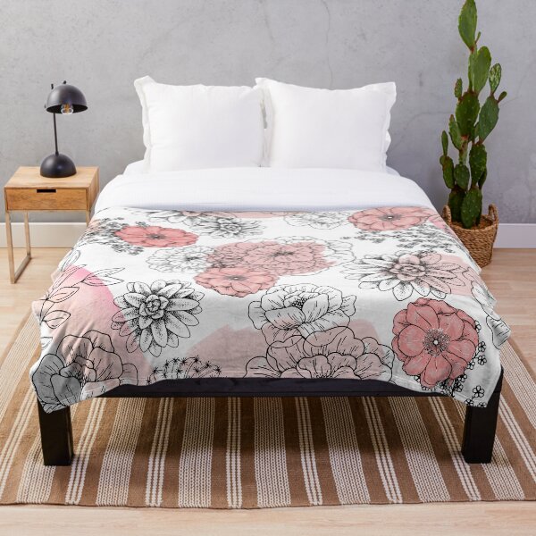 Artikelvorschau, Schwarz-weißes Vintage-Blumendesign mit einem Spritzer Pink entworfen und verkauft von ABInspired.