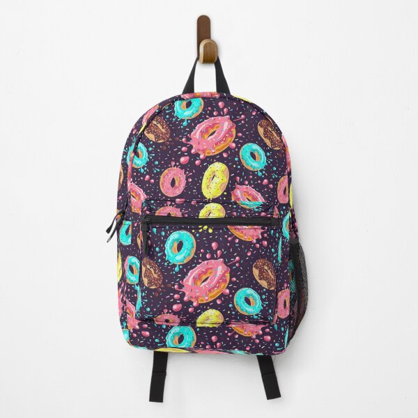 Item preview, Donuts Pattern with Pink, Chocolate, Lemon, Blue Mint Glaze Falling on Dark Background, Donut, Pattern designed and sold by graphic-genie.