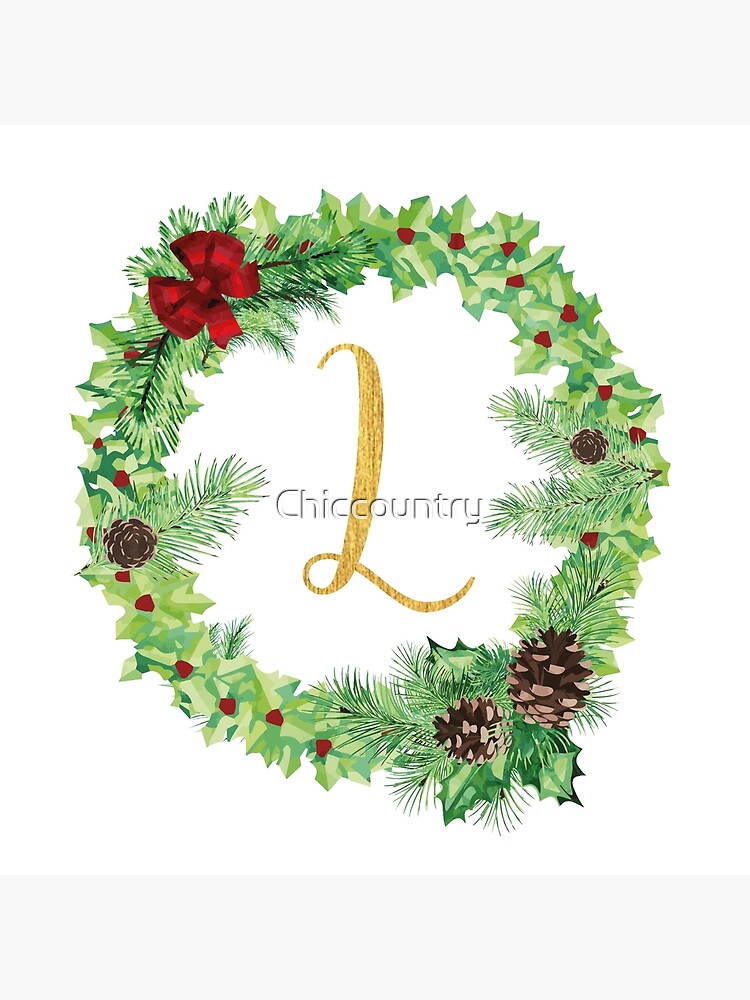 "Christmas Monogram L" Throw Pillow by Chiccountry Redbubble